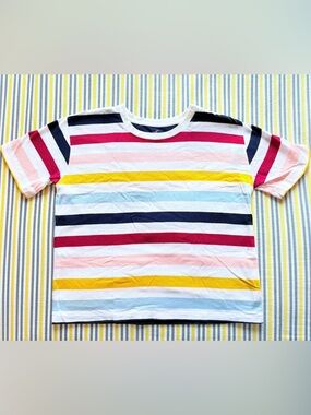 Hollister Short Sleeve Crewneck Stripe T-Shirt in Multi-Color, 100% cotton